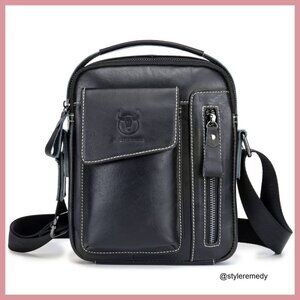 Genuine Leather Messenger Bag Crossbody Shoulder Bag for Business Travel